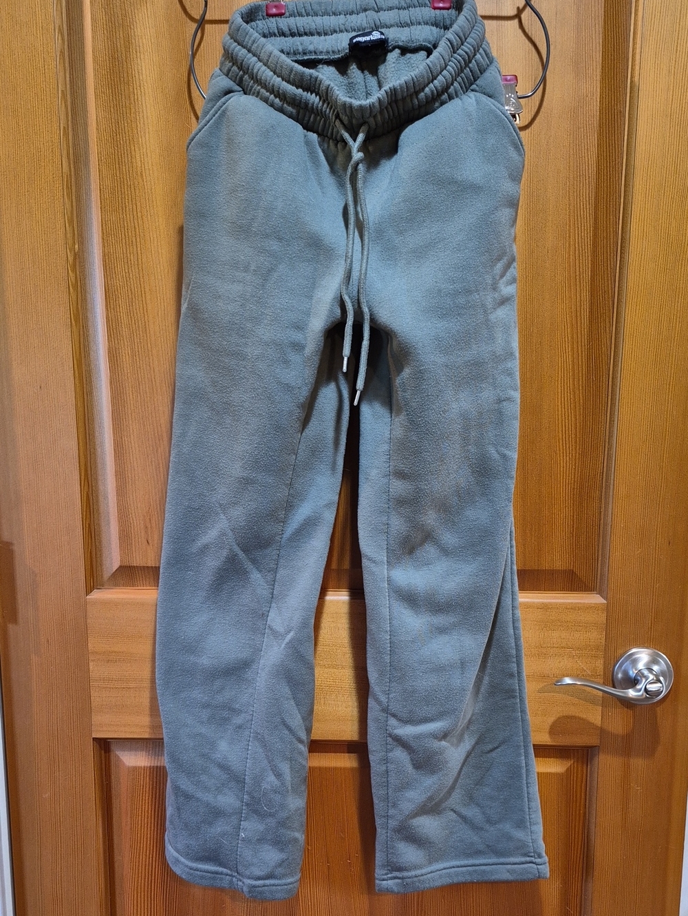 Girl's Olive Green Fleece Sweatpants - Casual Drawstring Pants